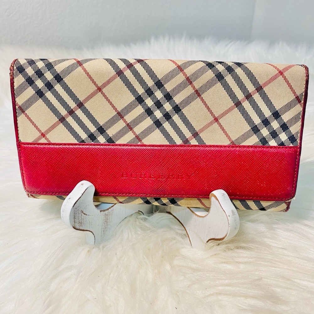 Burberry Nova Check Red Trim Long Wallet